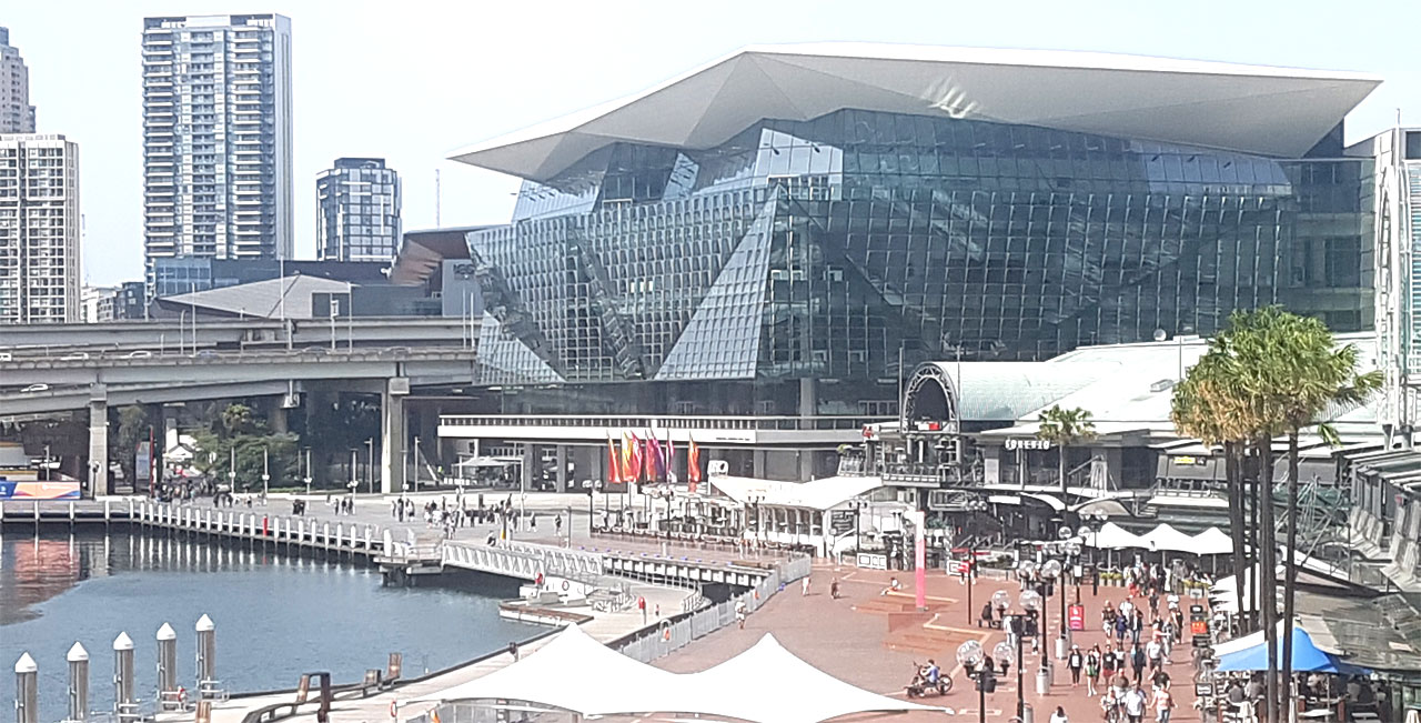 View of ICC Sydney Defence Force Expo from Darling Harbour