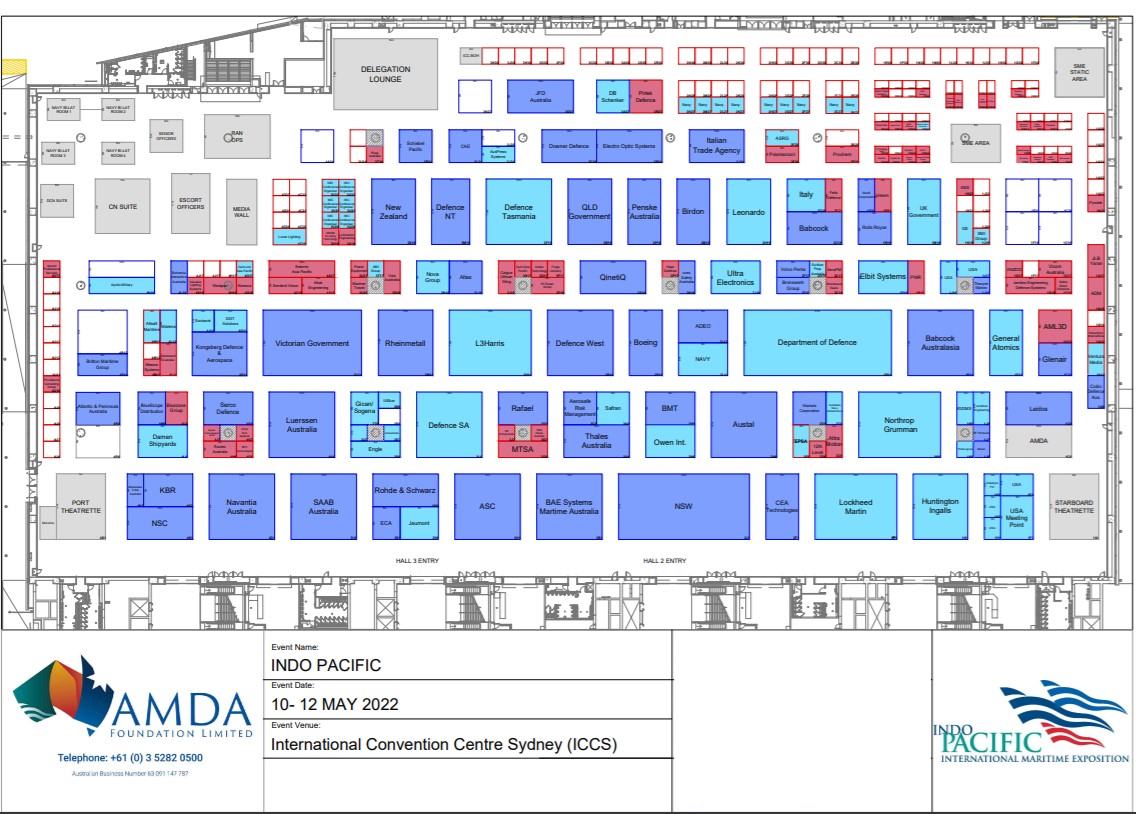 Floor Plan for Indo Pacific 2022 Defence Force Expo at ICC Sydney